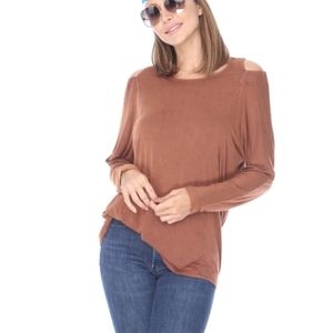 Terracotta cold shoulder Top Rustic Brown . Boutique Brand
